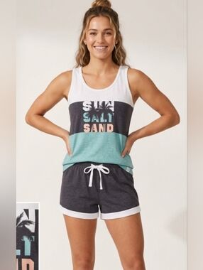 5 For $25✨Sun Salt Sand 2 Piece Set Womens Size Large Tank Top Shirt +Shorts Set